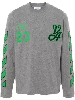 Off-White лонгслив с логотипом, серый