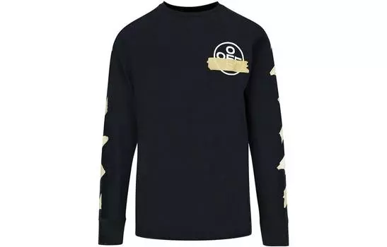 Футболка мужская Off-White с принтом, черный / бело-желтый