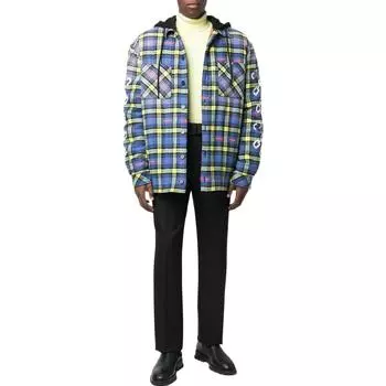 Куртка мужская Off-White Plaid-check, синий / желтый