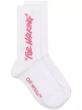Off-White носки For Walking в рубчик, белый