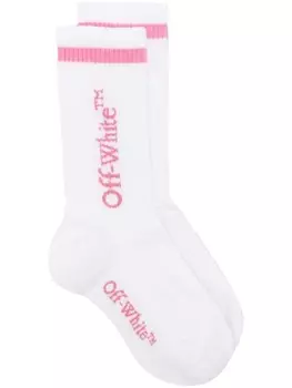 Off-White носки в рубчик с логотипом, белый