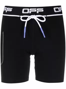 Off-White облегающие шорты с логотипом, черный