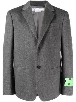 Off-White однобортный пиджак с нашивкой-логотипом, серый