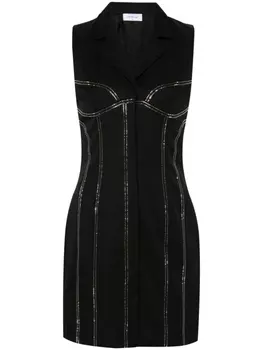 Off-White платье мини Bling с кристаллами, черный