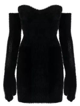 Off-White платье мини Fuzzy Gloves без бретелей, черный
