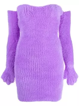 Off-White платье мини Fuzzy Gloves, фиолетовый