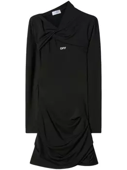 Off-White платье мини Off Stamp с драпировкой, черный
