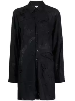 Off-White платье мини с длинными рукавами и цветочным принтом, черный