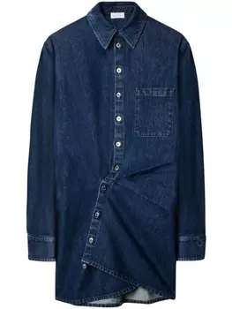 Off-White платье мини с драпировкой, синий