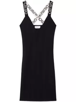 Off-White платье мини с жаккардовым логотипом, черный