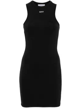 Off-White платье мини Sleek Rowing с логотипом, черный