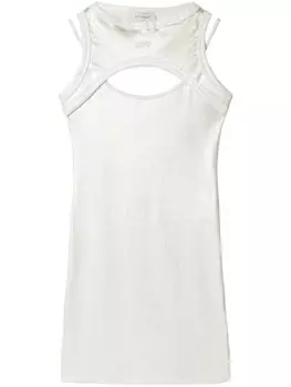 Off-White платье мини в рубчик, белый