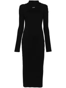 Off-White платье Off Stamp Rib Round, черный