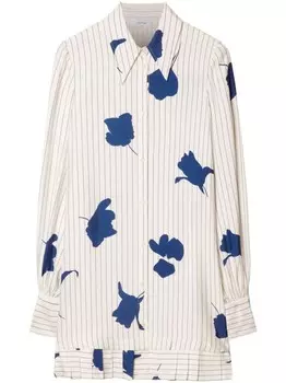 Off-White платье-рубашка с цветочным принтом, белый