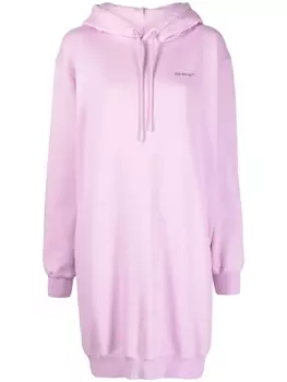 Off-White платье с капюшоном и логотипом, розовый