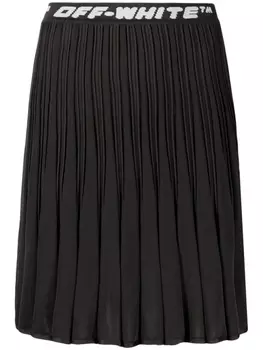 Off-White плиссированная юбка с логотипом, черный