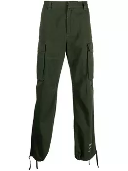 Off-White прямые брюки карго, зеленый
