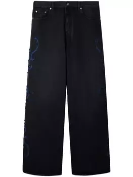 Off-White прямые джинсы Natlover с эффектом потертости, черный