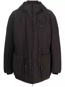 Off-White пуховик с нашивкой-логотипом, черный