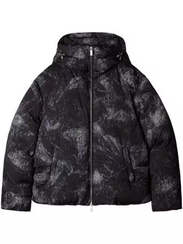Off-White пуховик с жаккардовым логотипом, черный