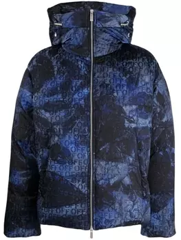 Off-White пуховик с жаккардовым логотипом, разноцветный