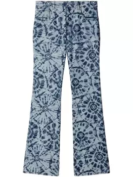 Off-White расклешенные джинсы с принтом тай-дай, синий