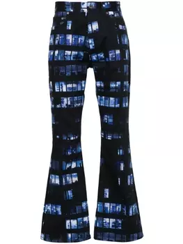 Off-White расклешенные джинсы с принтом Windows, черный