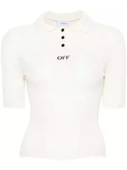 Off-White рубашка поло с вышитым логотипом, нейтральный цвет