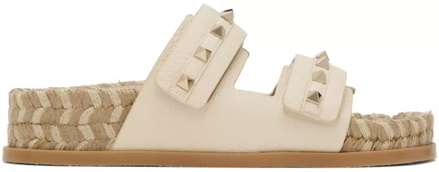 Off-White сандалии на плоской подошве Rockstud Valentino Garavani