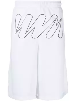 Off-White сетчатые шорты Wave Outl Diagonal, белый