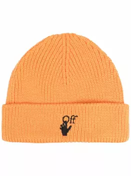 Off-White шапка бини Hand Off в рубчик, оранжевый