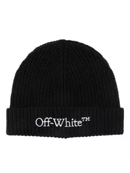 Off-White шапка-бини с вышитым логотипом, черный