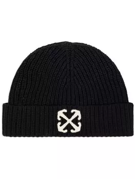 Off-White шапка-бини с вышитым логотипом, черный