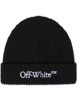 Off-White шапка бини с вышитым логотипом, черный