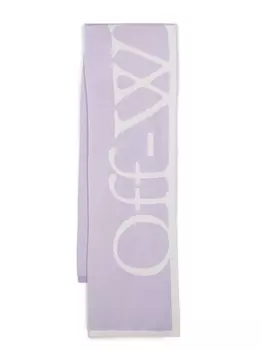 Off-White шарф из вирджинской шерсти с логотипом, фиолетовый