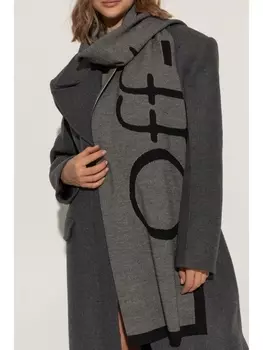Off-White шарф с логотипом в технике интарсия, черный