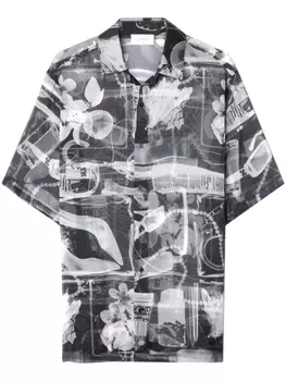 Off-White шелковая рубашка с принтом X-Ray, черный