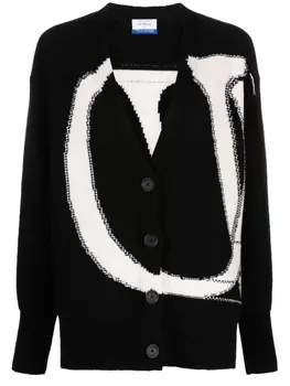 Off-White шерстяной кардиган вязки интарсия