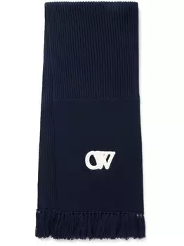 Off-White шерстяной шарф с логотипом OW, черный