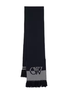Off-White шерстяной шарф с логотипом, синий