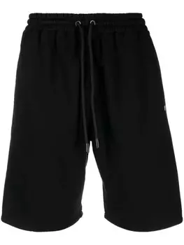 Off-White шорты из хлопка с диагональной вышивкой, черный