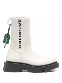 Off-White slogan-print ankle boots, белый