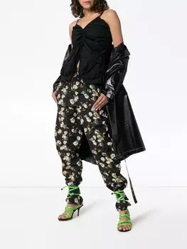 Off-White спортивные брюки с цветочным принтом, черный