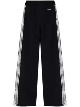 Off-White спортивные брюки с кружевной отделкой, черный
