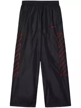 Off-White спортивные брюки с вышитыми диагональными полосками, черный