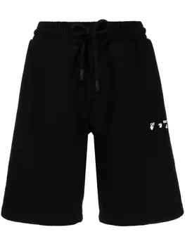 Off-White спортивные шорты с принтом Swimming Man, черный