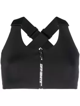 Off-White спортивный бюстгальтер на молнии с логотипом, черный