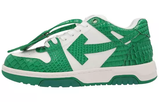 Кроссовки мужские Off-White Out Of Office с крокодиловым принтом, белый / зеленый