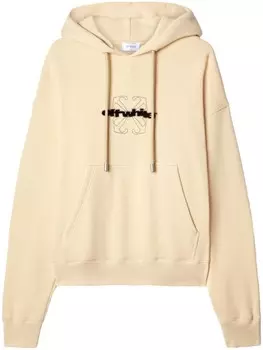 Off-White толстовка с капюшоном и логотипом, нейтральный цвет