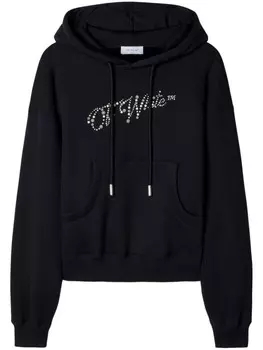 Off-White толстовка с капюшоном, украшенная логотипом, черный